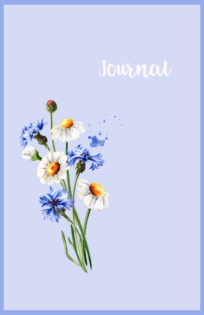 Lavender page with summer flowers and the word Journal written at the top