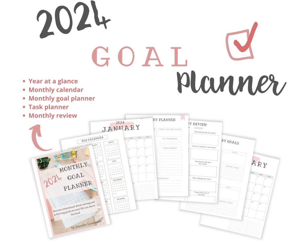 Mockup of 2024 goal planner digital product